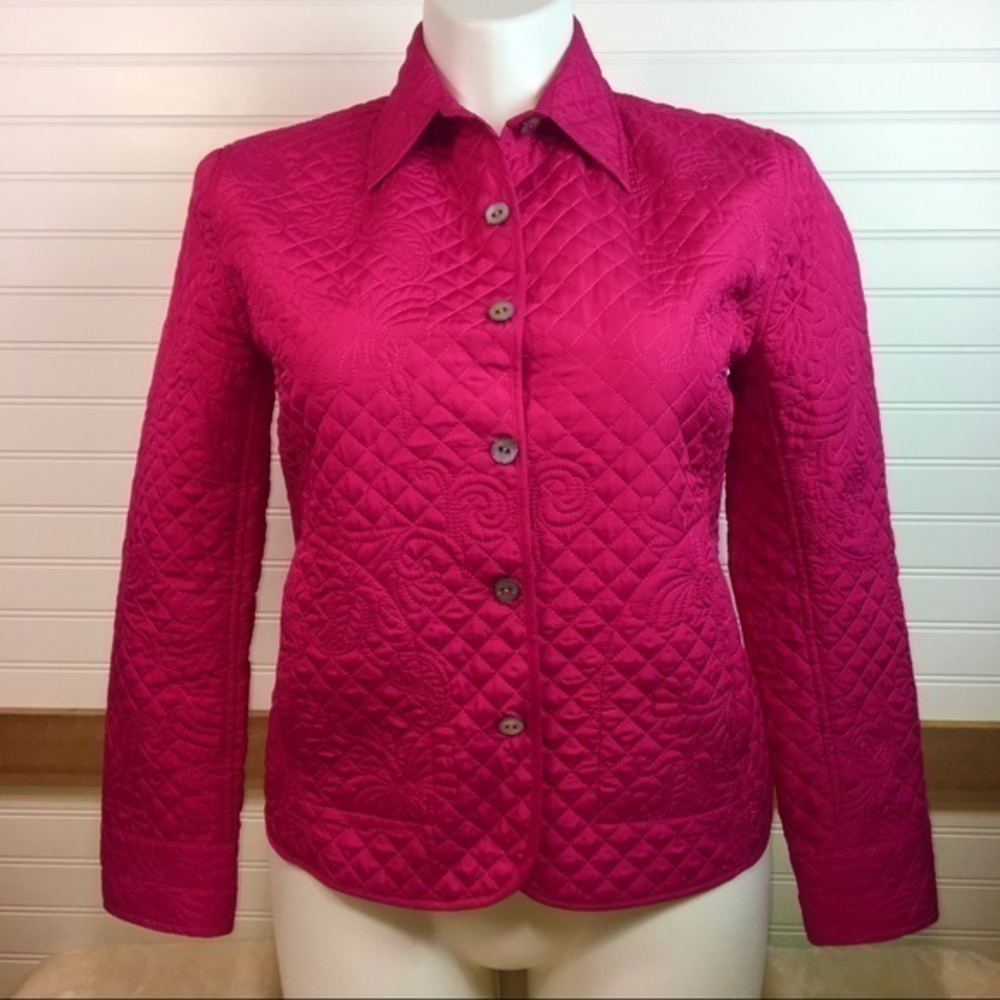 Chico’s‎ Quilted Pink Jacket Size Medium A31